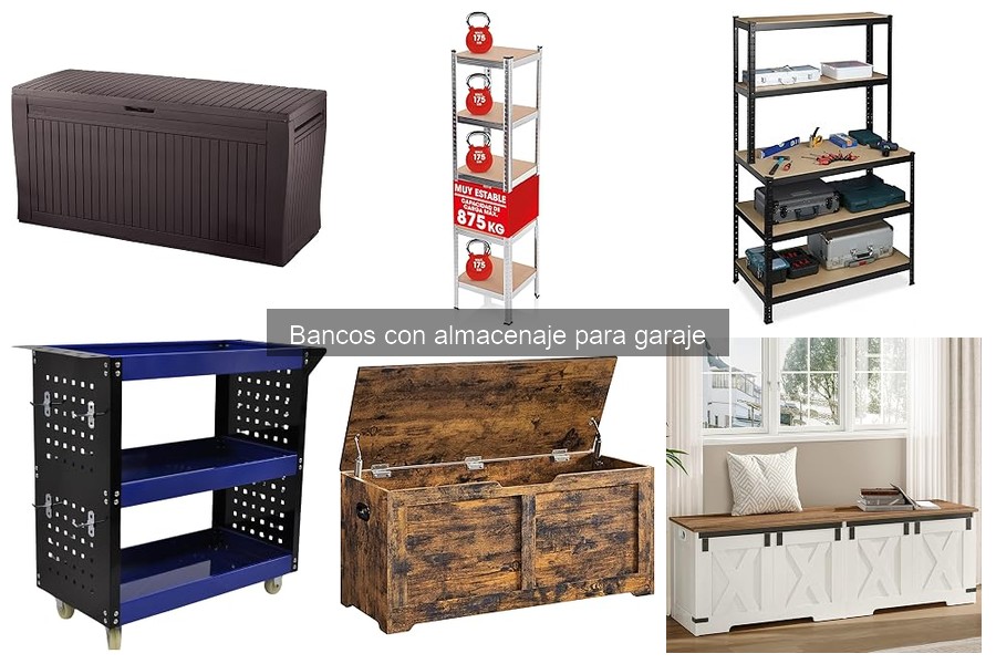 Diseño y funcionalidad de bancos con almacenaje para garaje