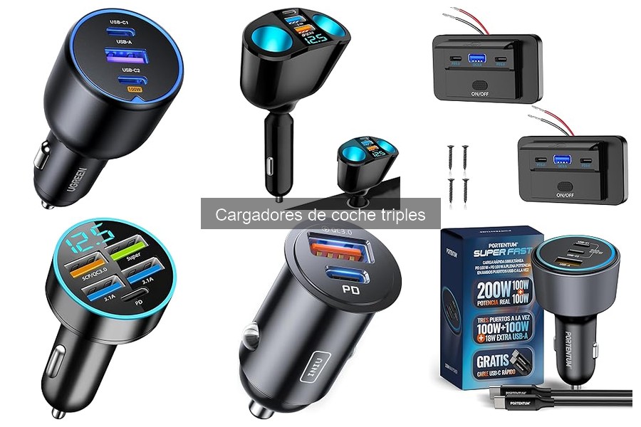 Funciones Clave de los Cargadores de Coche Triples