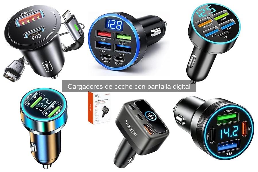 Mejores cargadores de coche con pantalla digital para viajes largos